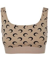 Marine Serre - Moon Print Knitted Sports Bra - Lyst