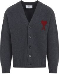 Ami Paris - Ami De Coeur V-Neck Cardigan - Lyst