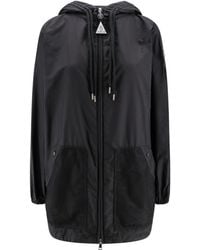 Moncler - Mesh Panelled Zip-Up Hooded Jacket - Lyst