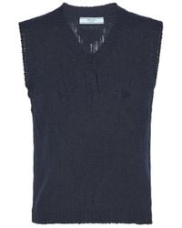 Prada - V-Neck Knitted Vest - Lyst