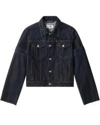 MM6 by Maison Margiela - Flipped-Sleeve Denim Jacket - Lyst