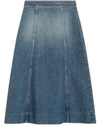 Valentino - Button Detailed Denim Midi Skirt - Lyst