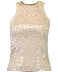 Brunello Cucinelli - Sequined Cotton Tank Top - Lyst