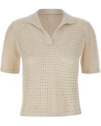 Eleventy - Open-Knit Short Sleeved Polo Top - Lyst