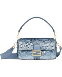 Fendi - Bag Embroidered With Denim-Effect Light Sequins - Lyst