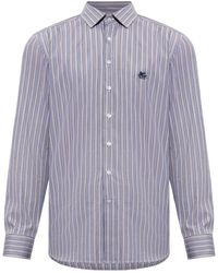 Etro - Striped Logo-Embroidered Shirt - Lyst
