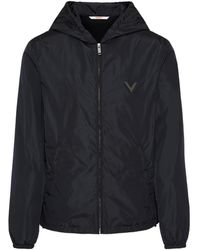 Valentino - Logo Plaque Zip-Up Hooded Jacket - Lyst