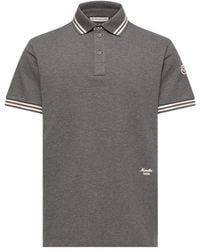 Moncler - Striped Trim Piqué Polo Shirt - Lyst