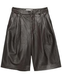 Yves Salomon - Pleated Leather Shorts - Lyst