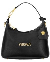 Versace - Logo Plaque Zipped Shoulder Bag - Lyst