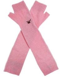 Ganni - Logo Long Fingerless Gloves - Lyst