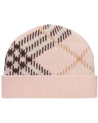 Burberry - Checked Ribbed-Knit Beanie - Lyst