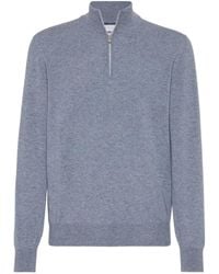 Brunello Cucinelli - Funnel-Neck Knitted Polo Shirt - Lyst