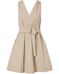 Brunello Cucinelli - Belted Seersucker Cotton-Blend Mini Dress - Lyst