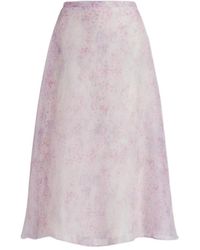 Alberta Ferretti - Silk Organza Skirt With Floral Print - Lyst