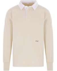 Maison Margiela - Logo Embroidered Long-Sleeved Polo Shirt - Lyst