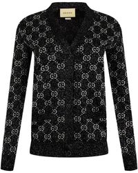 Gucci - Gg Jacquard Cotton Lame Cardigan - Lyst