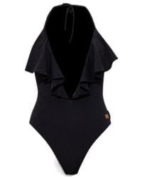 Balmain - Ruffled Halterneck Swimsuit - Lyst