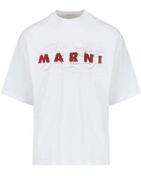 Marni - Logo Printed Crewneck T-Shirt - Lyst