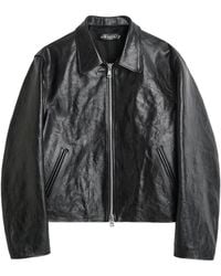 Our Legacy - Cropped Leather Jacket With Classic Collar - Lyst