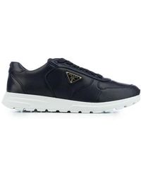 Prada - Triangle-Logo Lace-Up Sneakers - Lyst