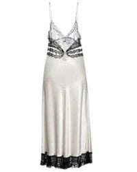 Saint Laurent - Sleeveless Satin Lace Dress - Lyst