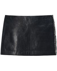 Alexander Wang - Chain-Trim Leather Mini Skirt - Lyst