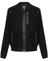 AllSaints - Suede Bomber Jacket - Lyst