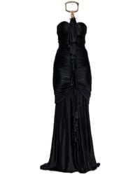 Balmain - Embellished Detail Long Draped Bustier Dress - Lyst