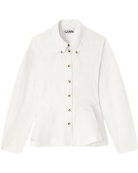 Ganni - Long-Sleeved Peplum Shirt - Lyst