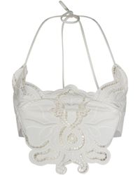 Blumarine - Embroidered Halterneck Crop Top - Lyst