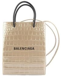 Balenciaga - Logo-Print Leather Tote Bag - Lyst