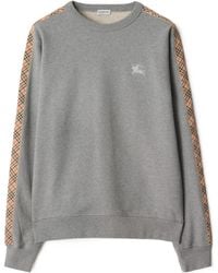 Burberry - Check Trim Cotton Sweatshirt - Lyst