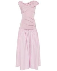 Self-Portrait - Draped Gathered Midi Dress - Lyst