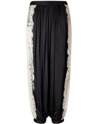 Sea - Floral-Printed Lace-Trimmed Floral-Jacquard Satin Tapered Pants - Lyst