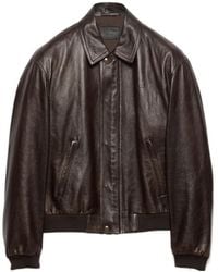 Prada - Nappa Leather Bomber Jacket - Lyst