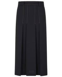 Semicouture - Janette Contrast-Stitch Pleated Midi Skirt - Lyst
