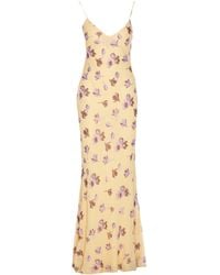 Self-Portrait - Floral-Print Rhinestone Maxi Dress - Lyst