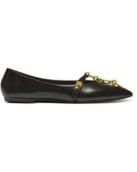 Balmain - Shiny Lambskin Sync Ballet Flats - Lyst