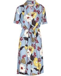 Marni - Floral Print Short Sleeve Dress - Lyst
