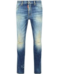 DSquared² - Straight Leg Slim Distressed Jeans - Lyst