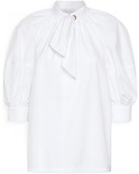 Max Mara - Bow-Detail Puff-Sleeve Blouse - Lyst