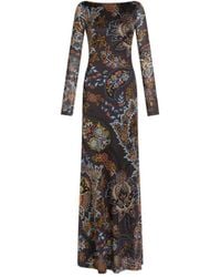 Etro - Paisley Print Flared Hem Maxi Dress - Lyst