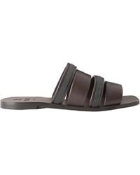 Brunello Cucinelli - Square-Toe Flat Sandals - Lyst