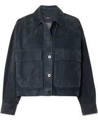 Arma - Dark Slate Suede Collared Cropped Jacket - Lyst