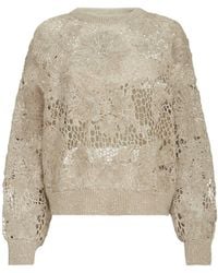 Brunello Cucinelli - Whispering Bloom Embroidery Sweater - Lyst