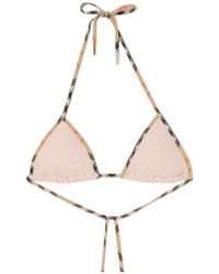 Burberry - Check Trim Bikini Top - Lyst