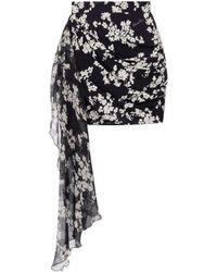 Elisabetta Franchi - Sash Belt Printed Georgette Skirt - Lyst