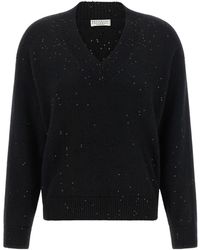 Brunello Cucinelli - Diamante Sequin-Embellished Sweater - Lyst