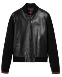 Gucci - Nappa Leather And Knit Bomber Jacket - Lyst